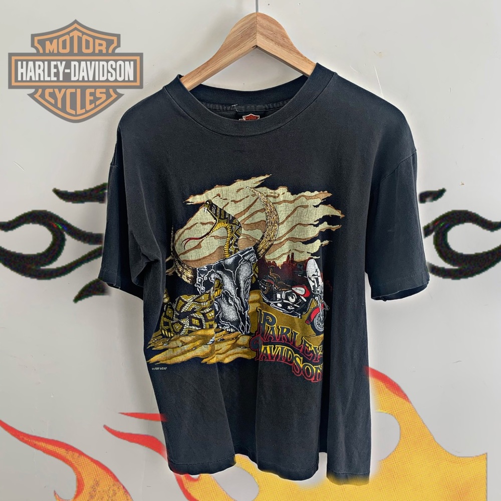 RARE ✨ 1970s Harley Davidson shirt Vintage snake - Picture 1 of 7